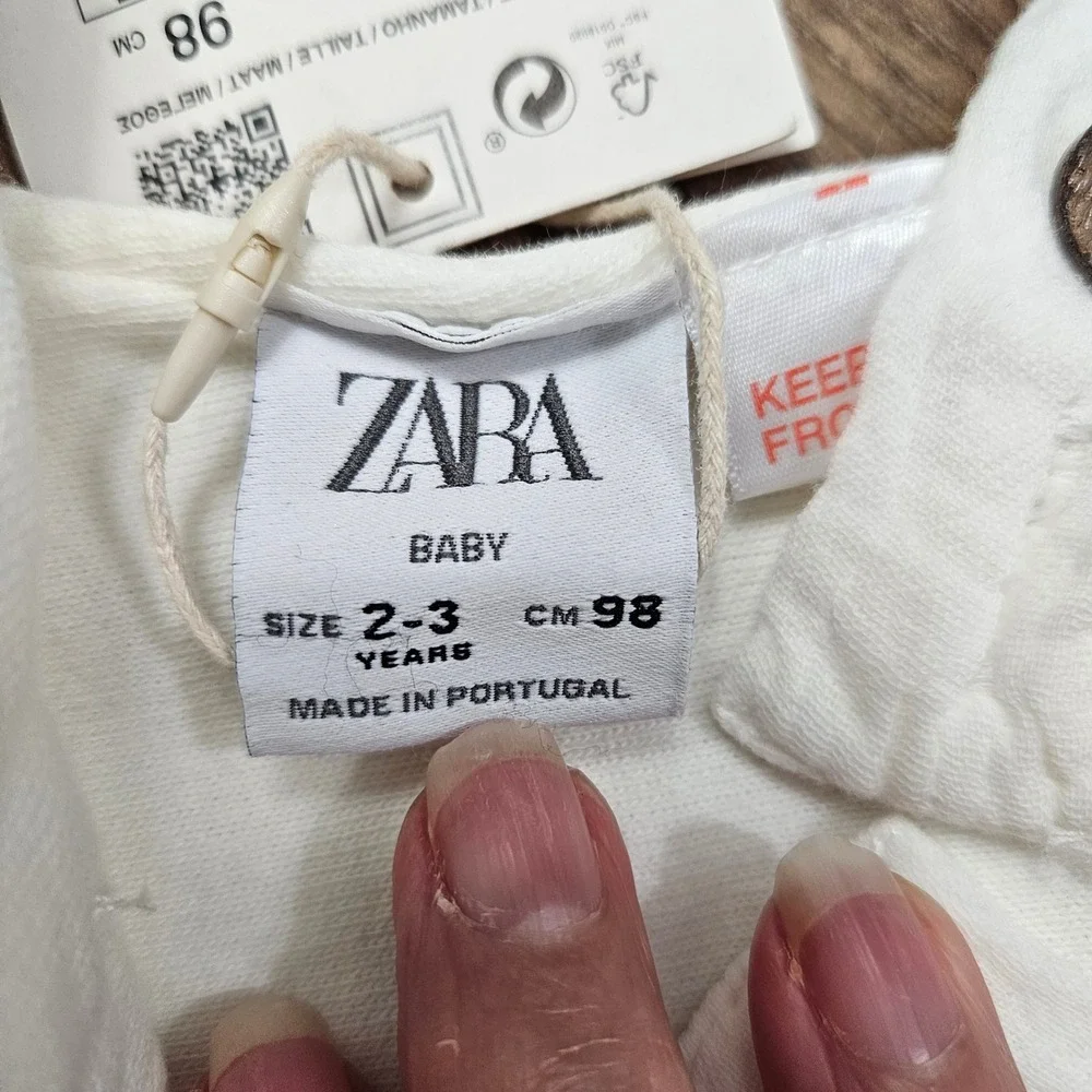 New Zara Baby Knit‎ Overalls Cream White Cotton Jumpsuit 2-3 Years